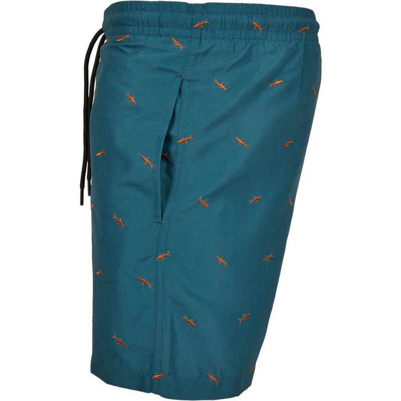 URBAN CLASSICS Embroidery Swim Shorts - shark/teal/toffee