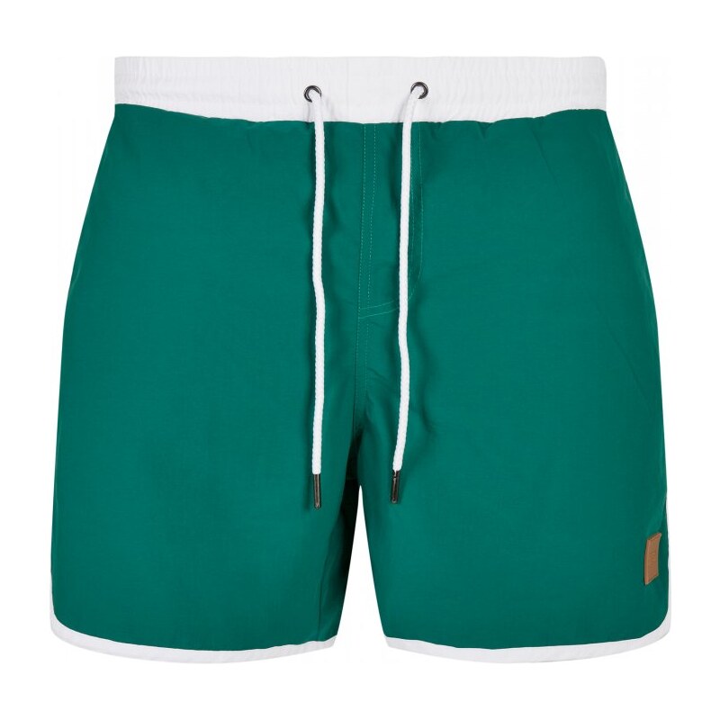 Pánské koupací kraťasy Urban Classics Retro Swimshorts - white/green