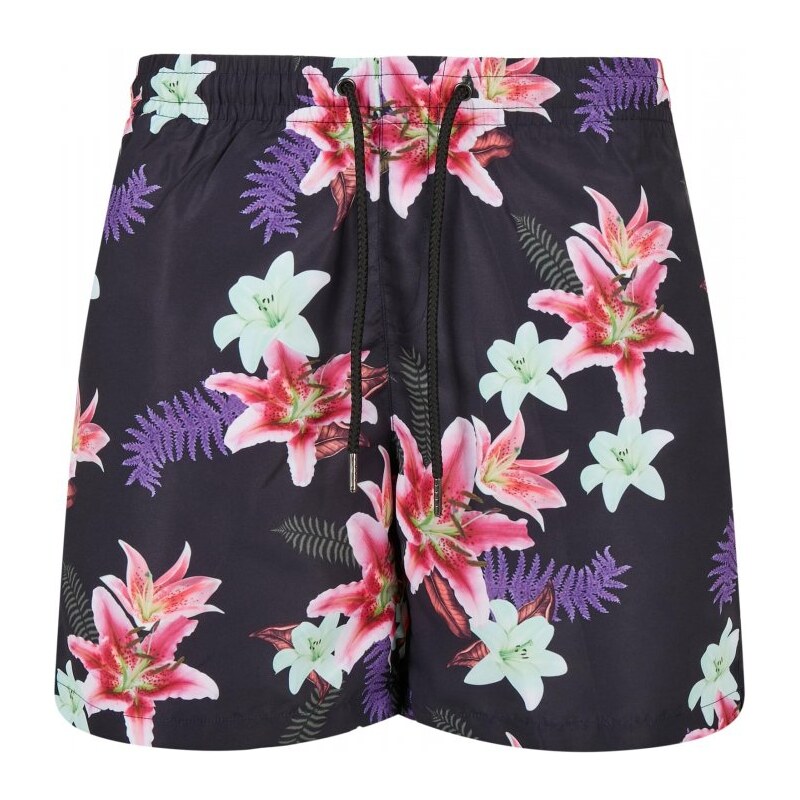 Pánské koupací šortky Urban Classics Pattern Swim Shorts - dark jungle aop