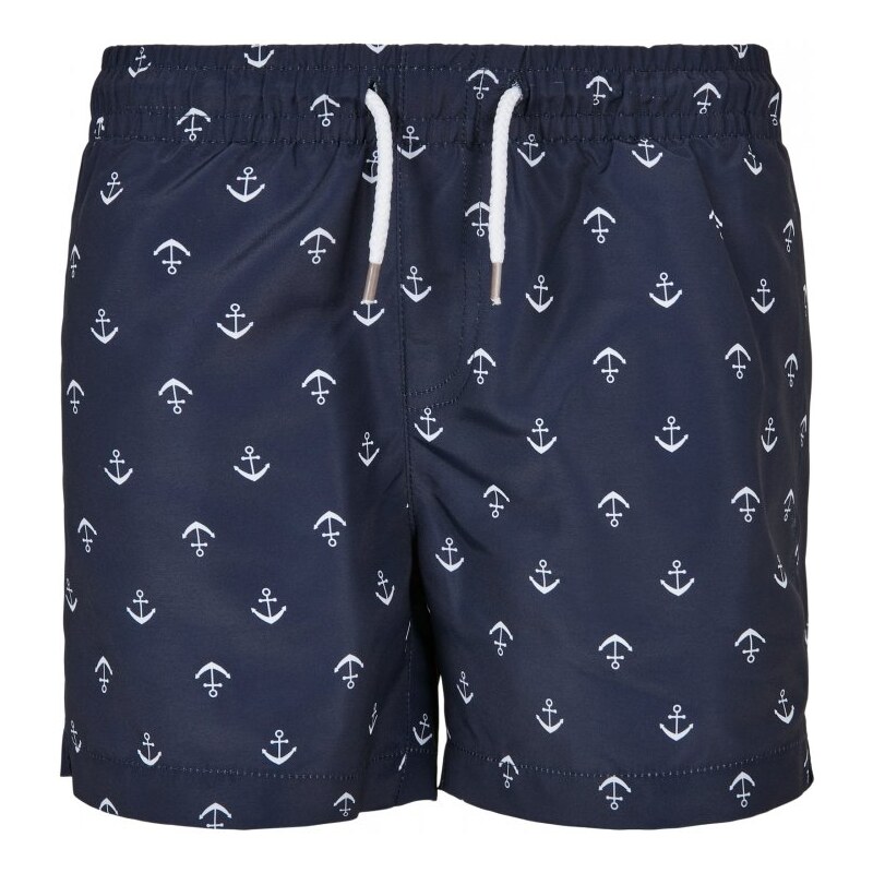 URBAN CLASSICS Boys Pattern Swim Shorts - anchor/navy