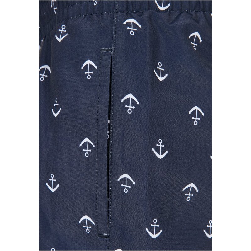 URBAN CLASSICS Boys Pattern Swim Shorts - anchor/navy