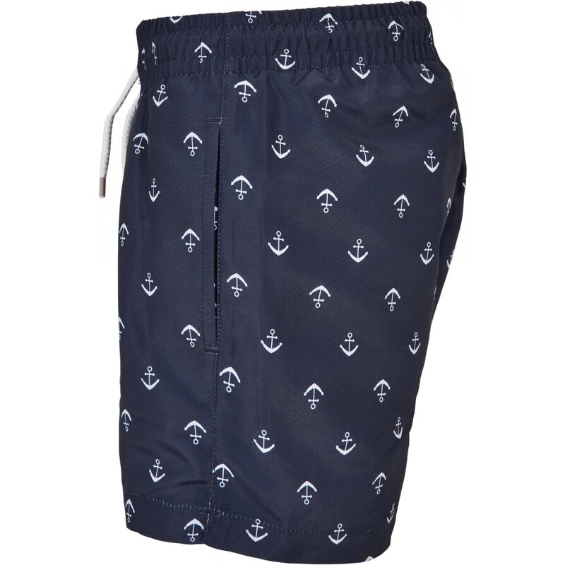 URBAN CLASSICS Boys Pattern Swim Shorts - anchor/navy