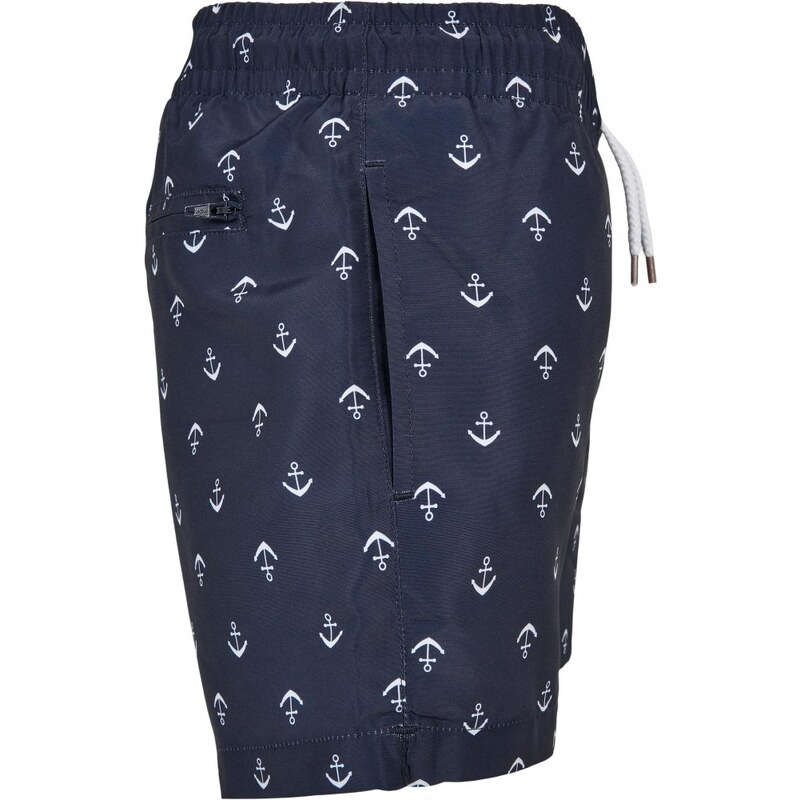 URBAN CLASSICS Boys Pattern Swim Shorts - anchor/navy