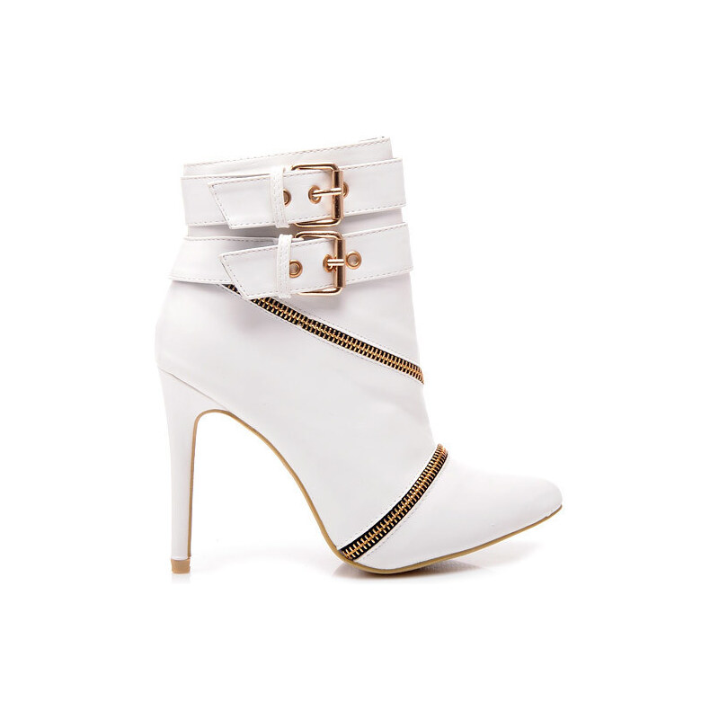 SERGIO TODZI Elegantní bílé kotníčkové boty s přezkami