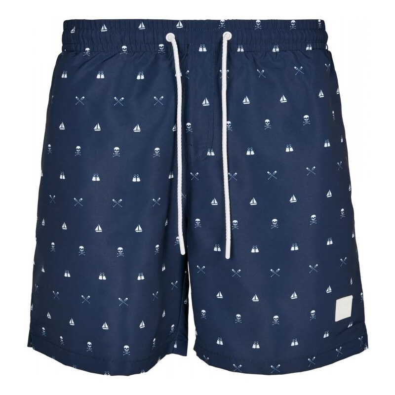 Pánské koupací šortky Urban Classics Pattern Swim Shorts - skullandyacht aop