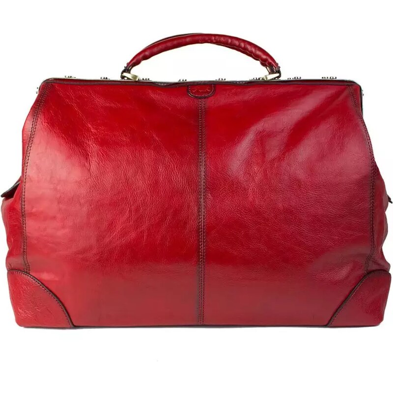 KATANA Luxusní Francouzská kožená kabelka/cestovní taška Saint-Paul Červená