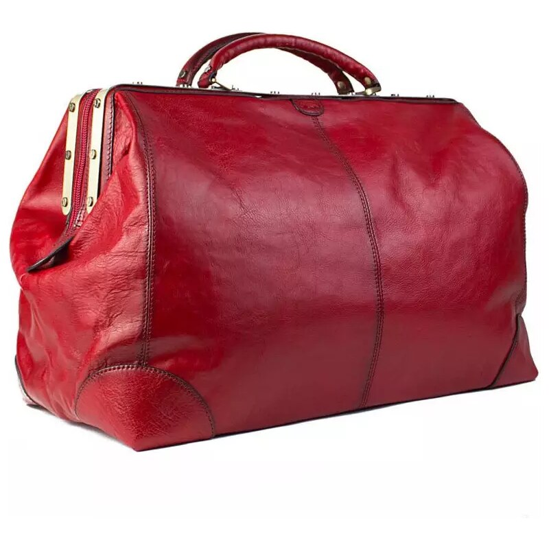 KATANA Luxusní Francouzská kožená kabelka/cestovní taška Saint-Paul Červená