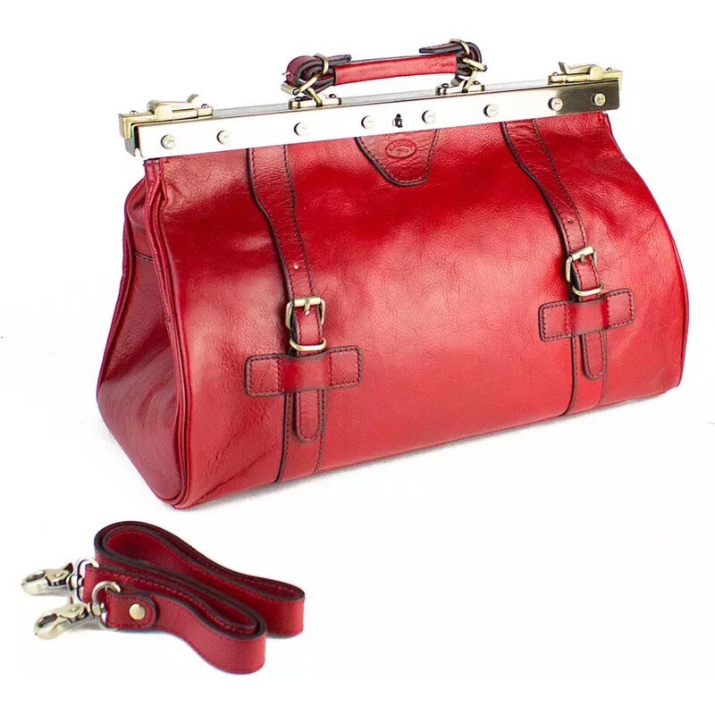 KATANA Luxusní Francouzská kožená kabelka Cenon Červená