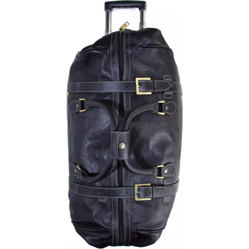 KATANA Luxusní kožená cestovní taška na kolečkách Patricia Černá