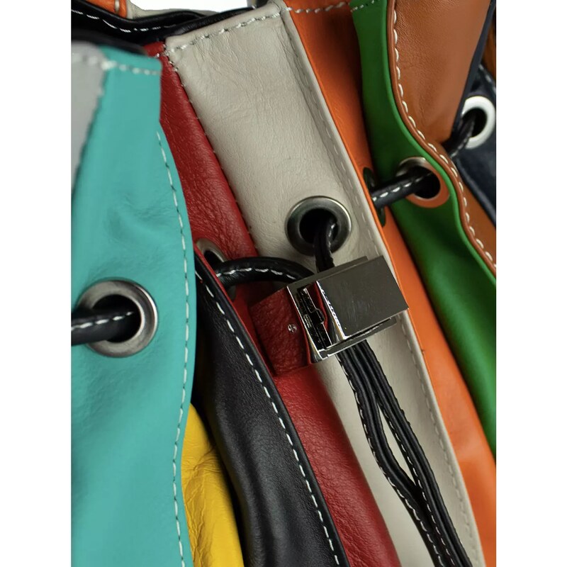 GIOSTRA Italská kožená kabelka Elisa Multicolor Černá
