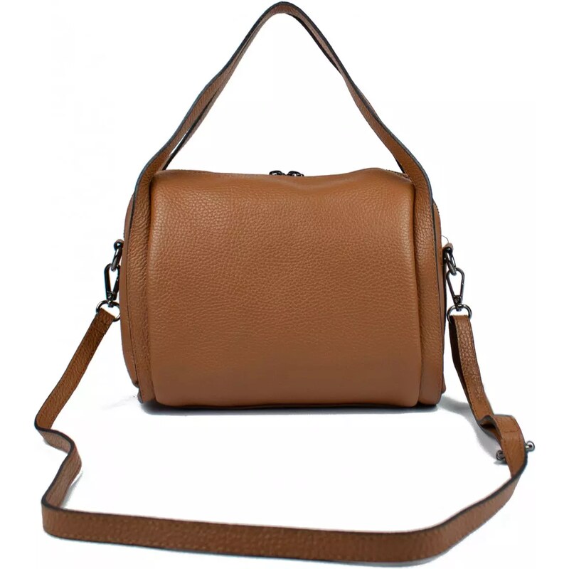 GIOSTRA Italská kožená kabelka crossbody Monika Camel