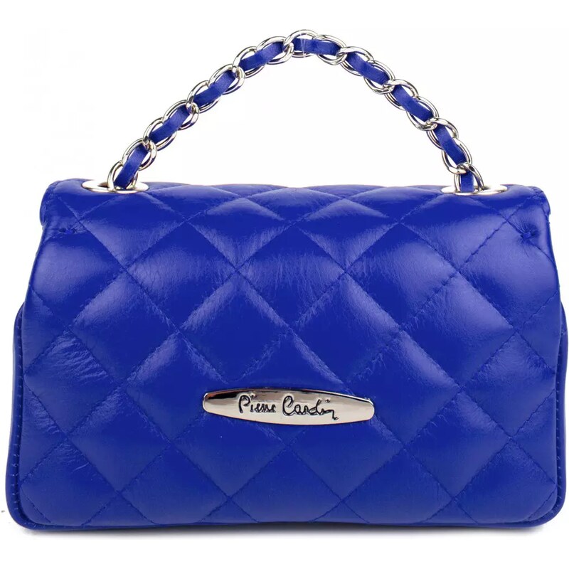 PIERRE CARDIN Francouzská kožená kabelka Bella Piccola Zářivě modrá