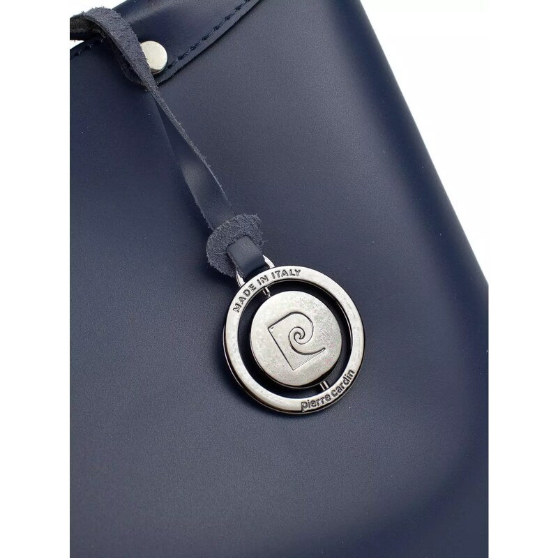 PIERRE CARDIN Francouzská kožená shopper kabelka Capraia Tmavě modrá
