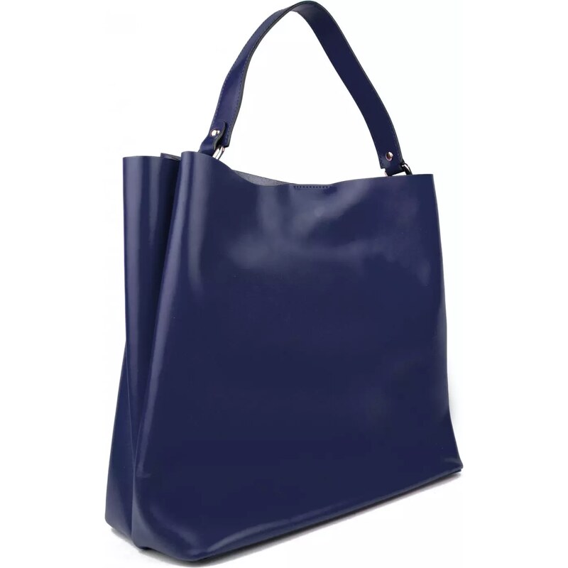 PIERRE CARDIN Francouzská kožená kabelka Arabella Tmavě modrá