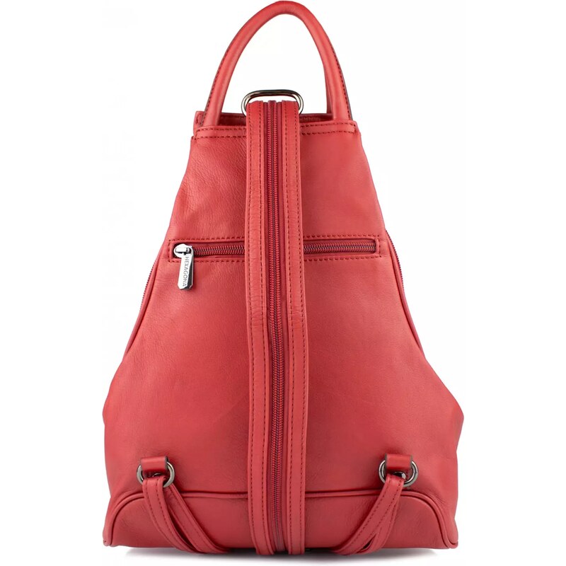HEXAGONA Luxusní dámský kožený batoh Gonesse Červená
