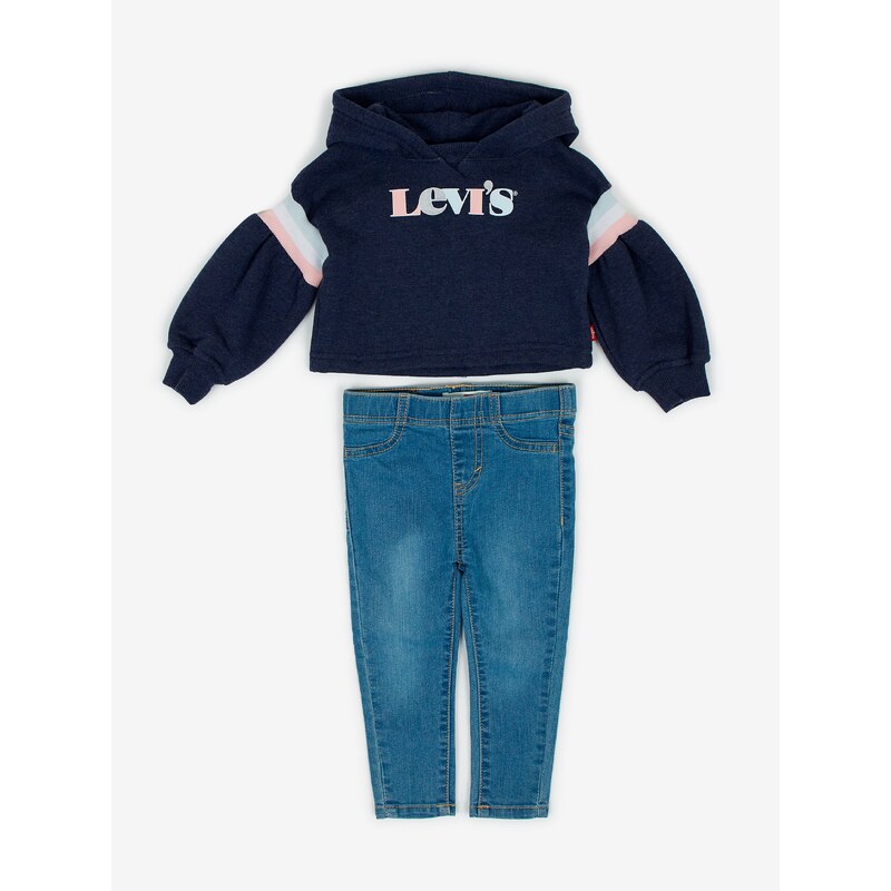 Levi's Modrý holčičí set džínů a mikiny s kapucí Levi's - Holky