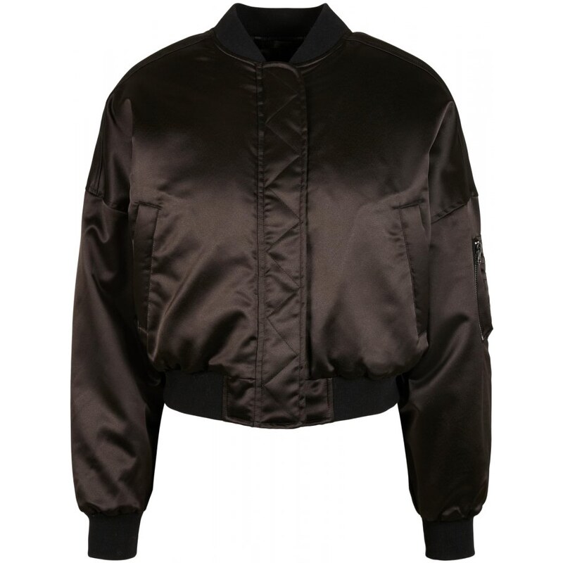 URBAN CLASSICS Dámska bomber bunda Oversized - černý satén