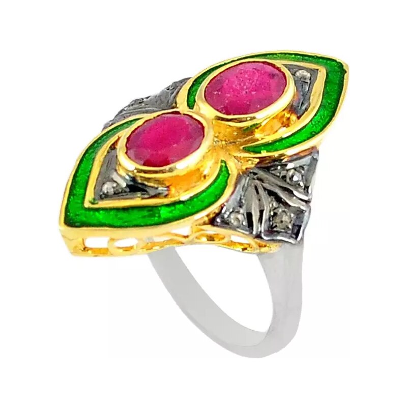 AutorskeSperky.com - Stříbrný prsten s rubínem a diamanty 0.20 kt - S3094