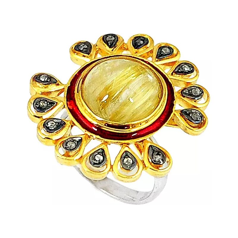 AutorskeSperky.com - Stříbrný prsten s turmalínem a diamanty 0.35 kt - S3109