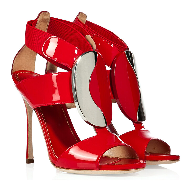 Sergio Rossi Patent Leather Shield Stiletto Sandals