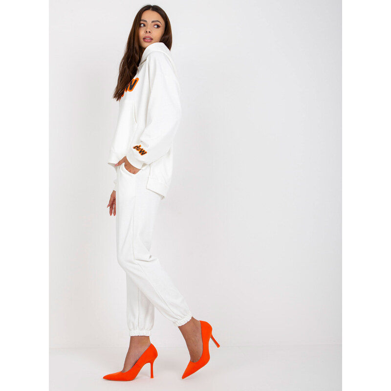 Fashionhunters Bílá mikina s kalhotami s vysokým pasem