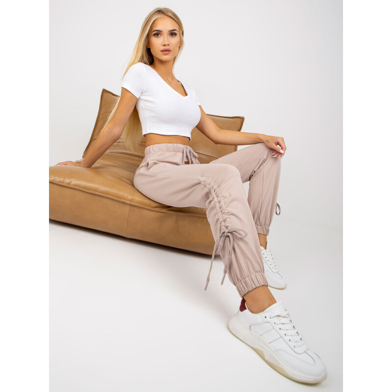 Dámské tepláky Fashionhunters Beige