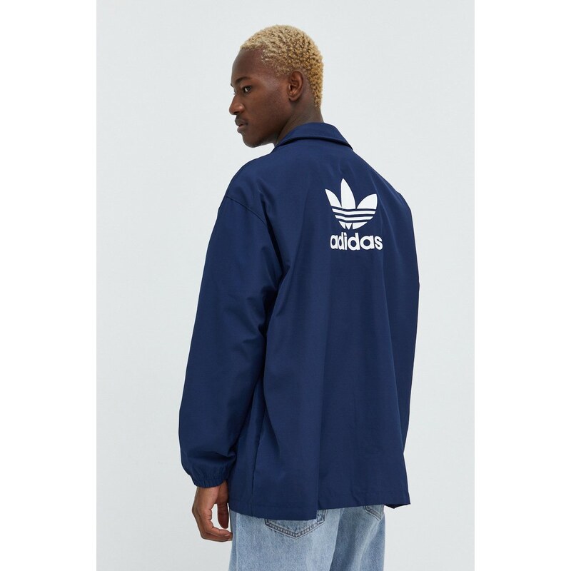 Bunda adidas Originals pánská, tmavomodrá barva, přechodná, oversize