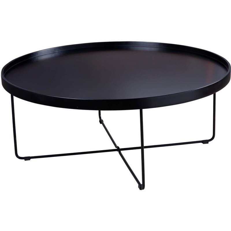 Černý lakovaný kulatý konferenční stolek Somcasa Bruno 90 cm