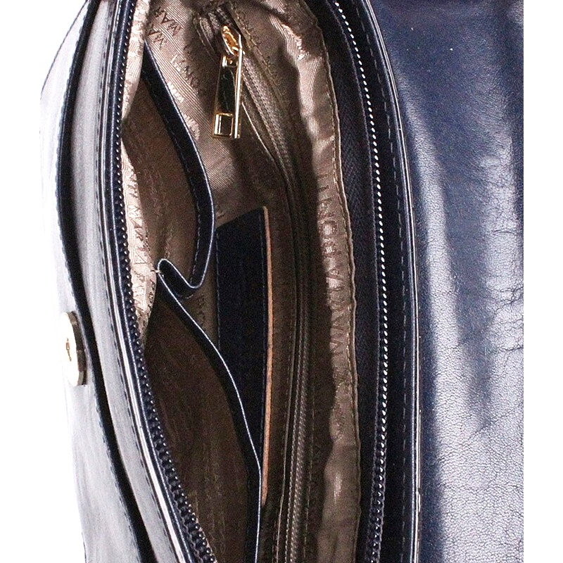 Luxusní tmavěmodrá dámská kožená crossbody kabelka Marta Ponti A16