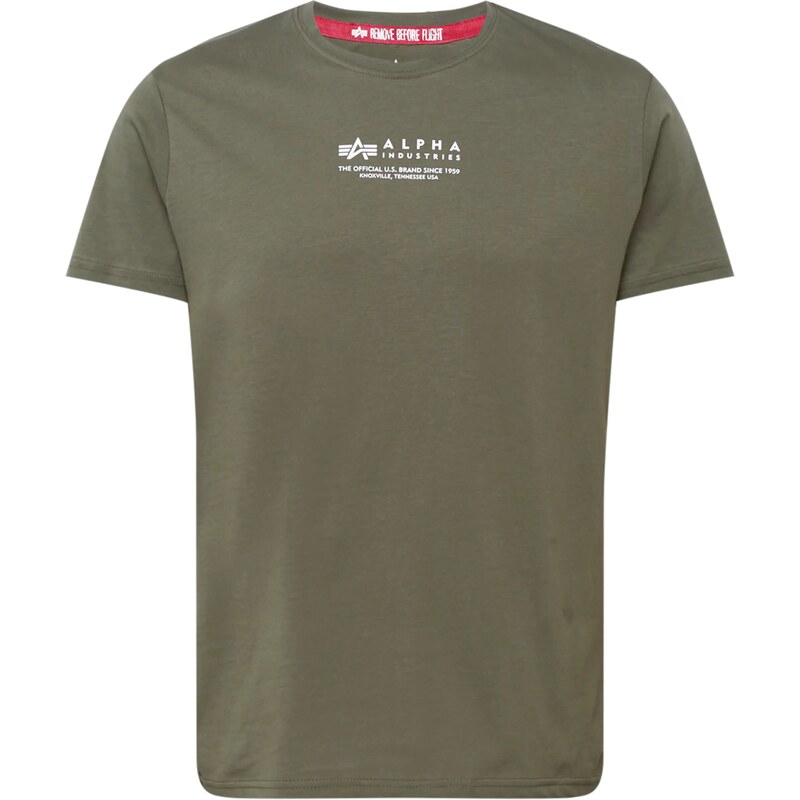 ALPHA INDUSTRIES Tričko olivová / bílá
