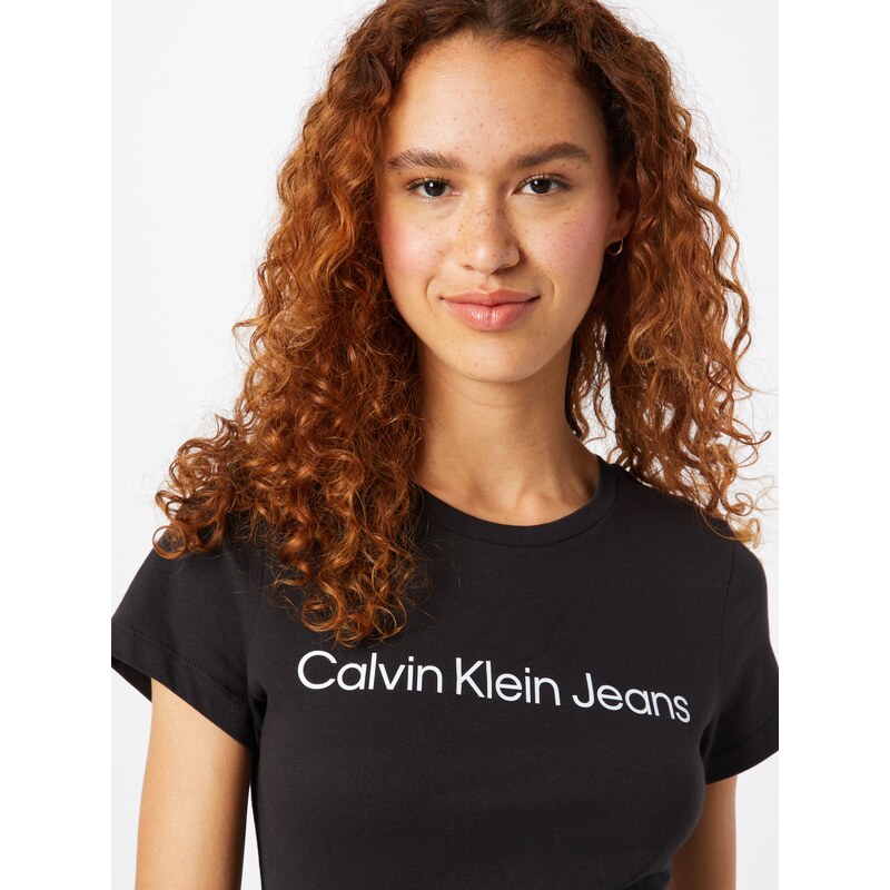 Calvin Klein Jeans Tričko černá / bílá