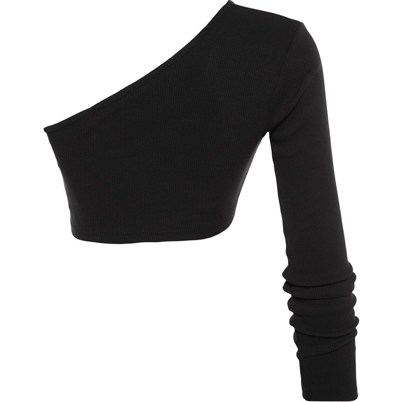 Trendyol Black Single Sleeve Fitted Knitted Blouse