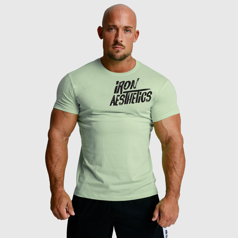 Pánské fitness tričko Iron Aesthetics Splash, zelené sage