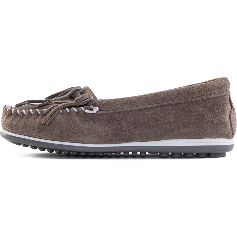 Minnetonka Mokasíny Kilty plus šedá / bílá