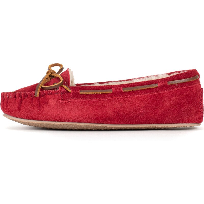 Minnetonka Pantofle Cally světle hnědá / červená 113034402