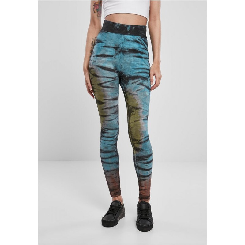 URBAN CLASSICS Ladies Cotton Tie Dye High Waist Leggings - black