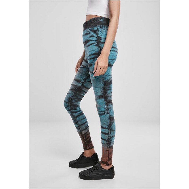 URBAN CLASSICS Ladies Cotton Tie Dye High Waist Leggings - black