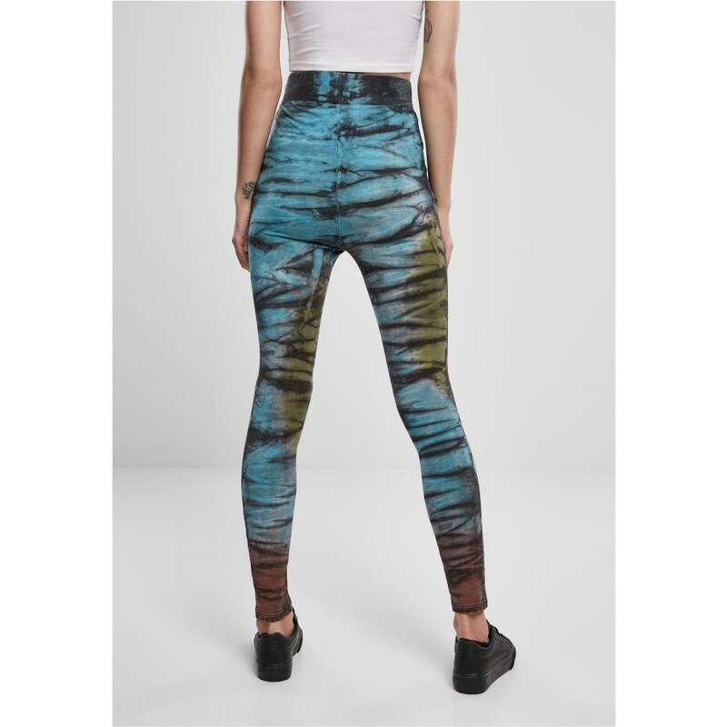 URBAN CLASSICS Ladies Cotton Tie Dye High Waist Leggings - black