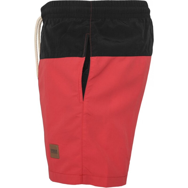 Pánské koupací kraťasy Urban Classics Block Swim Shorts - blk/red