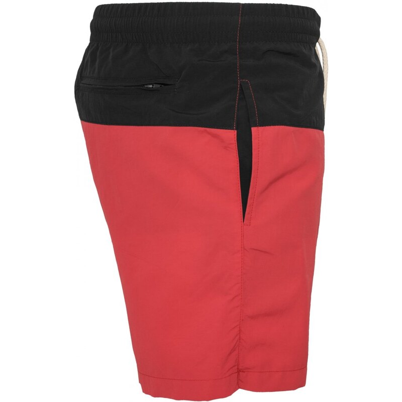 Pánské koupací kraťasy Urban Classics Block Swim Shorts - blk/red