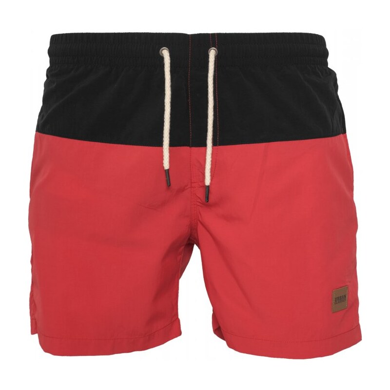 Pánské koupací kraťasy Urban Classics Block Swim Shorts - blk/red