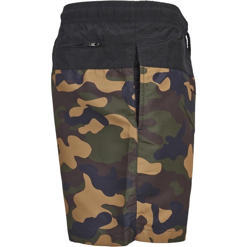 Pánské koupací kraťasy Urban Classics Block Swim Shorts - blk/woodcamo