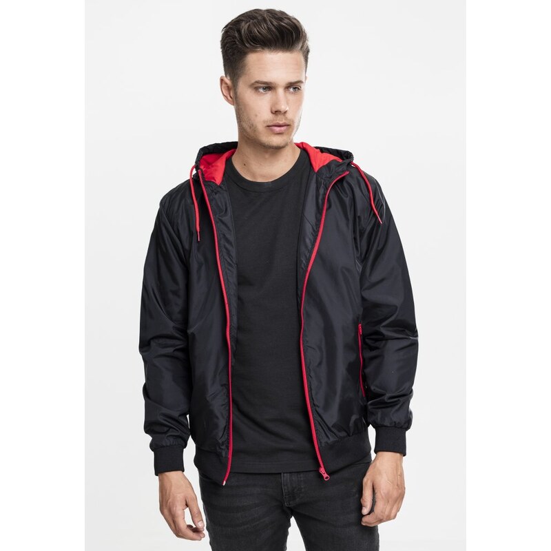 Pánská jarní bunda Urban Classics Contrast Windrunner - černá, červená