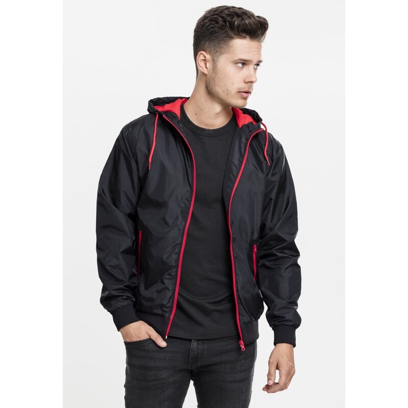 Pánská jarní bunda Urban Classics Contrast Windrunner - černá, červená