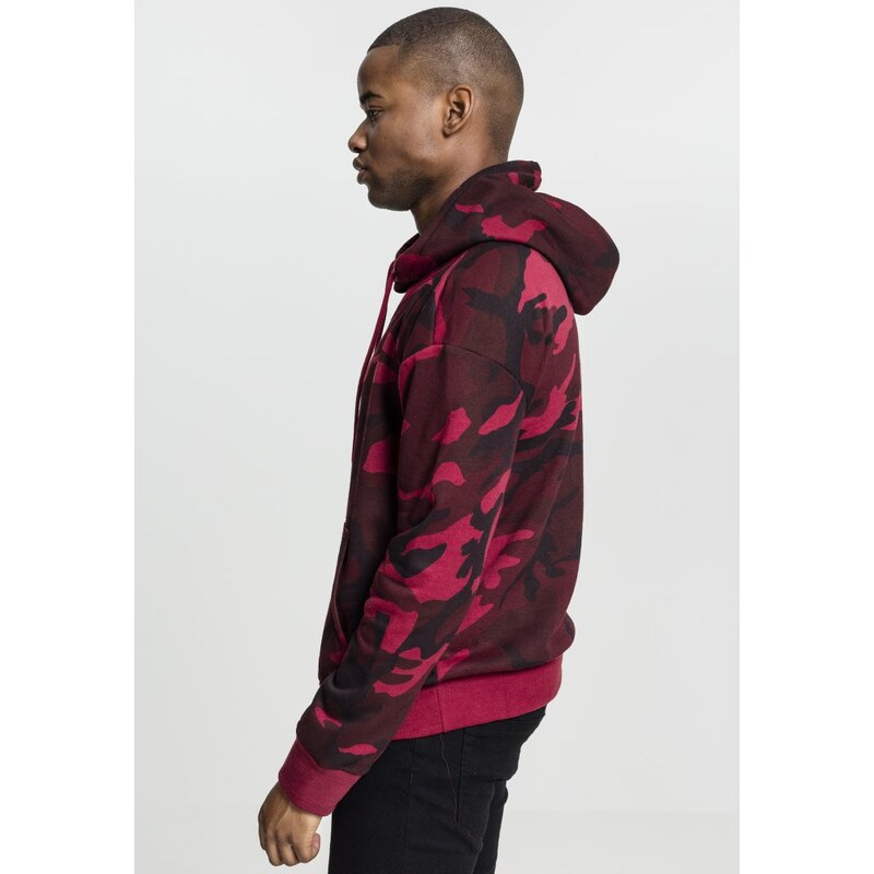 URBAN CLASSICS High Neck Camo Hoody - burgundy camo