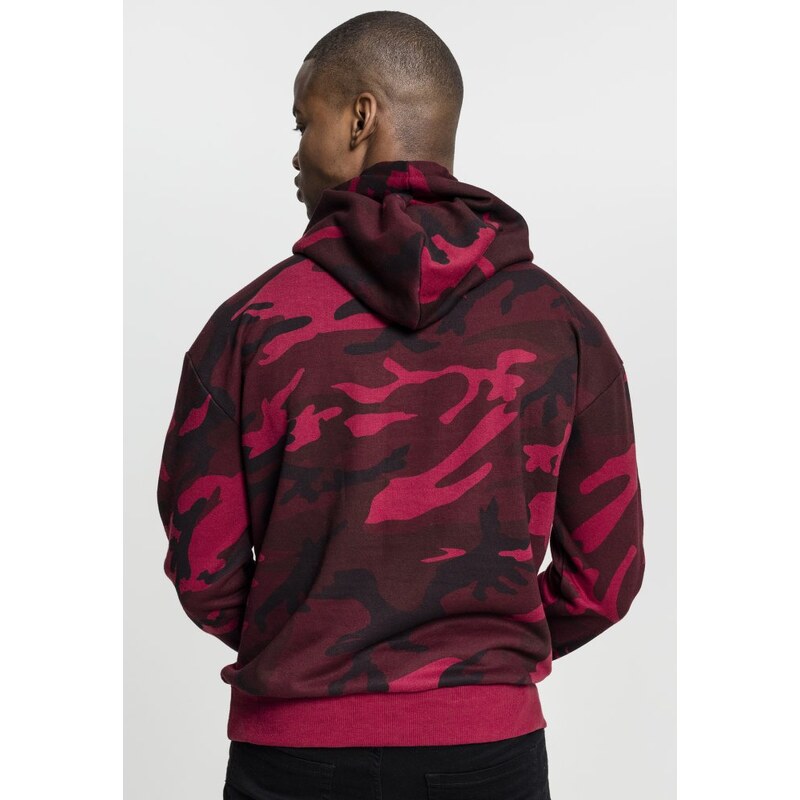 URBAN CLASSICS High Neck Camo Hoody - burgundy camo