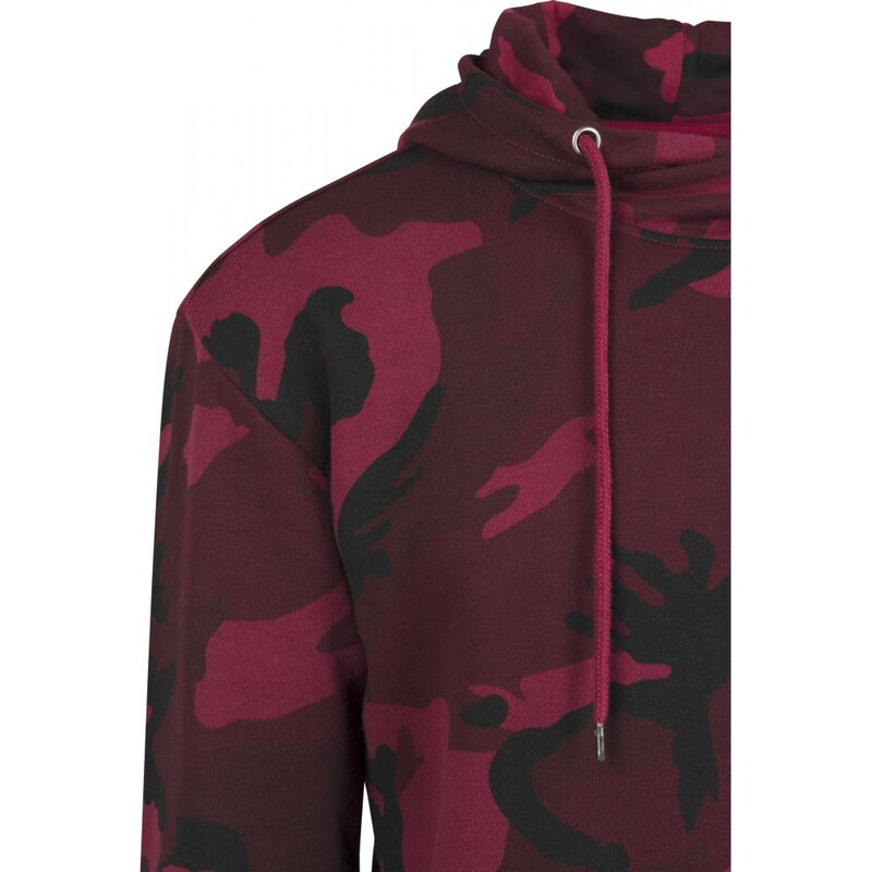 URBAN CLASSICS High Neck Camo Hoody - burgundy camo