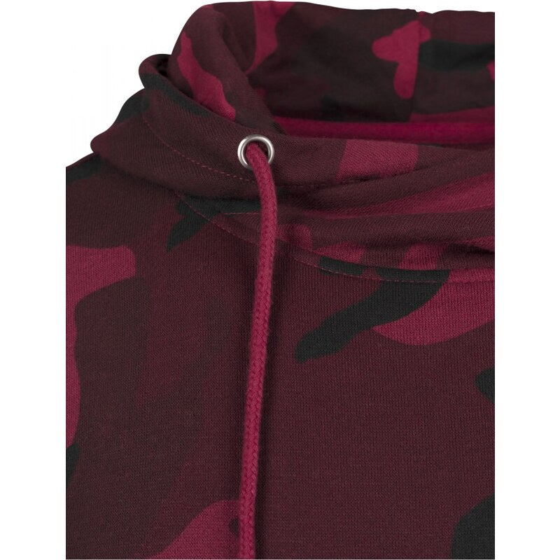 URBAN CLASSICS High Neck Camo Hoody - burgundy camo