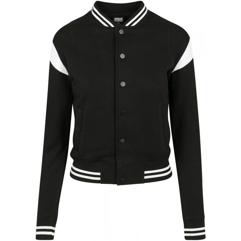 URBAN CLASSICS Ladies Inset College Sweat Jacket - blk/wht