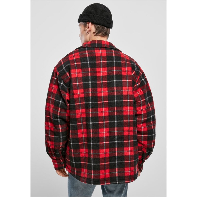 Červeno/černá pánská jarní bunda Urban Classics Plaid Teddy Lined